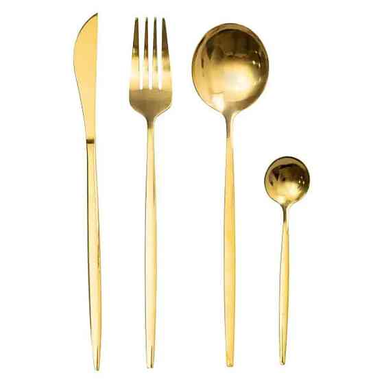 Набір столових приборів 24 предмети набір ложок виделок і ножів на 6 персон Золотистий HP-20-43 Коломия