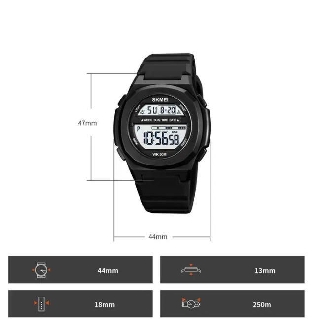 Годинник чоловічий спортивний Skmei 1821 (Чорний з білим циферблатом) Київ - фото 7
