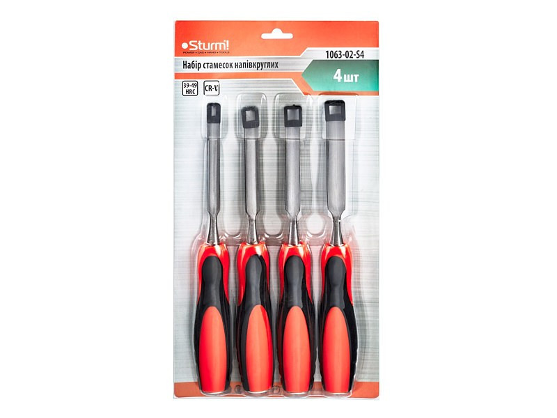 Набор стамесок полукруглых (10, 12, 14, 16 мм) Sturm 1063-02-S4 (читать описание) Ровно - изображение 1