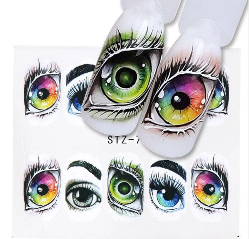 Наклейки для нігтів Хелловін Очі 5 на 6 см різнобарвний Київ - фото 1