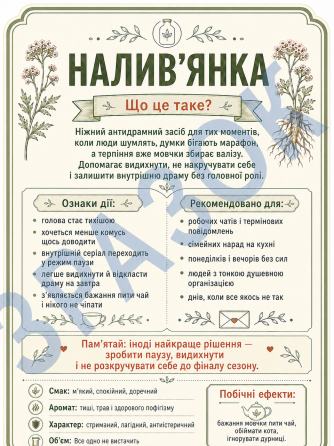 Этикетка на бутылку «Наливьянка» + контрэтикетка | подарочная наклейка в стиле валерьянки | прикольная этикетка на алкоголь Одесса