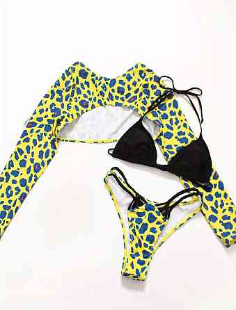 Купальник жіночий роздільний 3 в 1 Тігровий M Жовто-Синій Харків