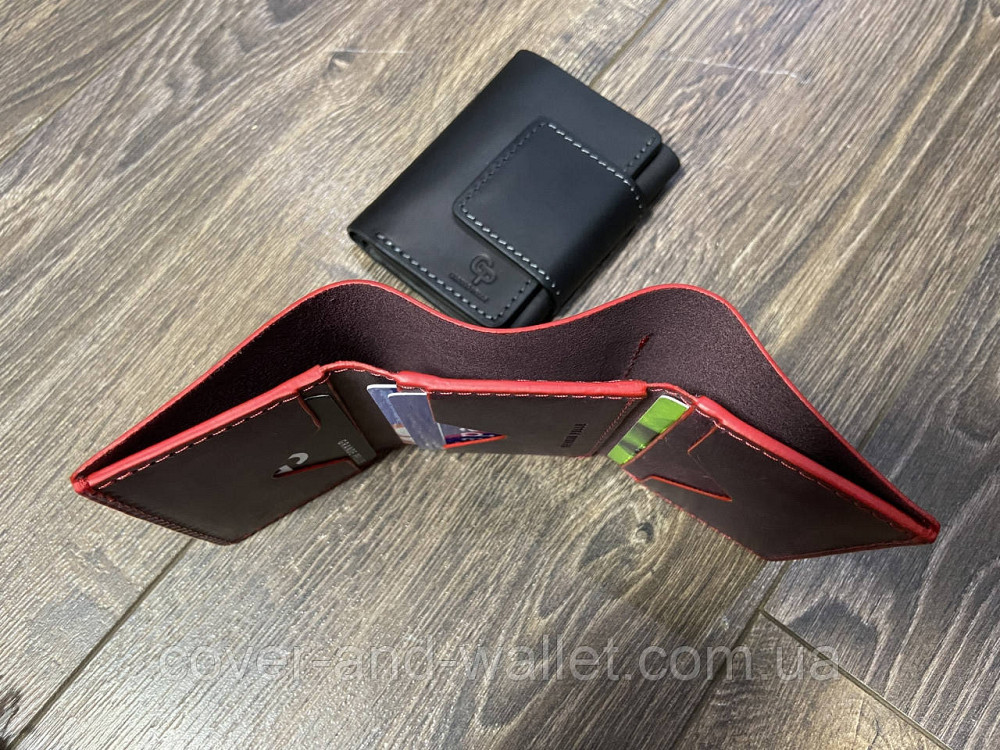 Маленький женский кожаный кошелек бордового цвета Grande Pelle Киев - изображение 7