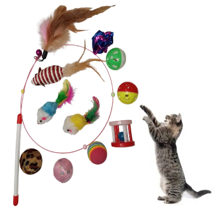 Дразнилка для котов с разными игрушками 11 шт разноцветный Киев