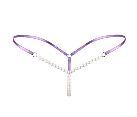 Стринги с жемчугом женские универсальный фиолетовый Киев - изображение 2