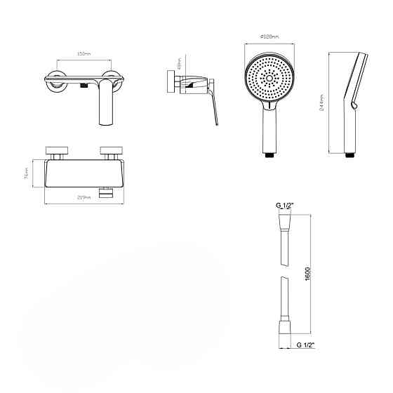 Комплект Qtap Slavonice Black Matt: Змішувач QTSLA266BLM45908 + Шланг QTHADPVCSQ160B + Лійка QTRUC125BLM45951 Київ