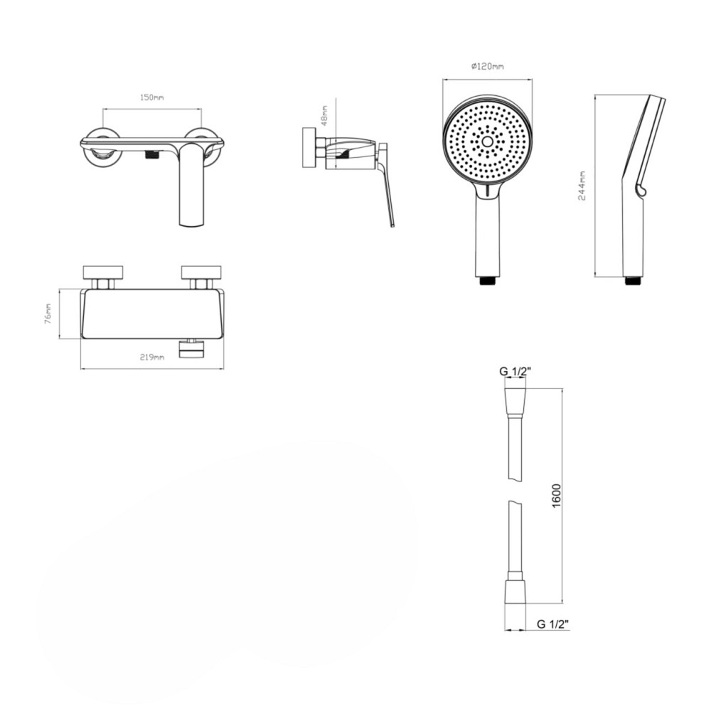 Комплект Qtap Slavonice Black Matt: Змішувач QTSLA266BLM45908 + Шланг QTHADPVCSQ160B + Лійка QTRUC125BLM45951 Київ - фото 2