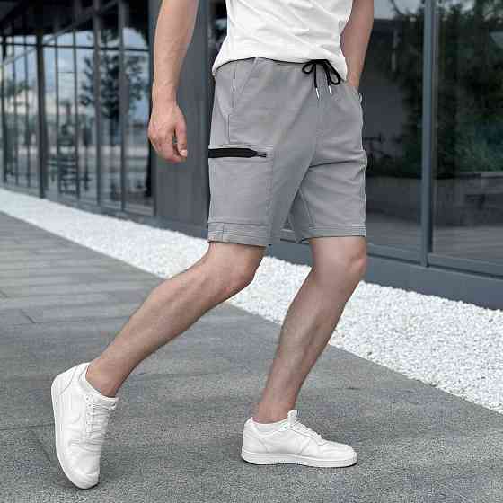 Легкие однотонные стальные мужские шорты Pobedov Line Киев