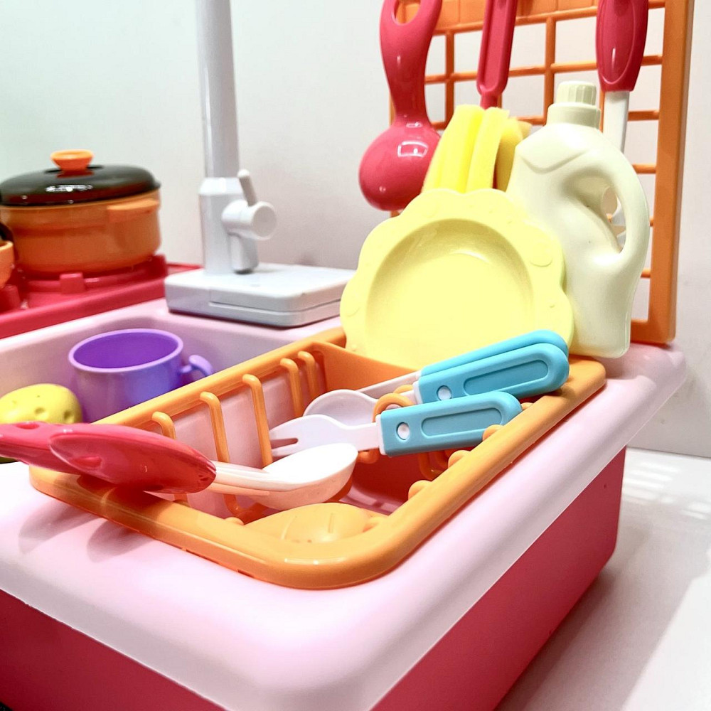 Кухня іграшкова мийка ллється вода 29 предметів звук світло Рожевий (WD-T41) Чернігів - фото 2