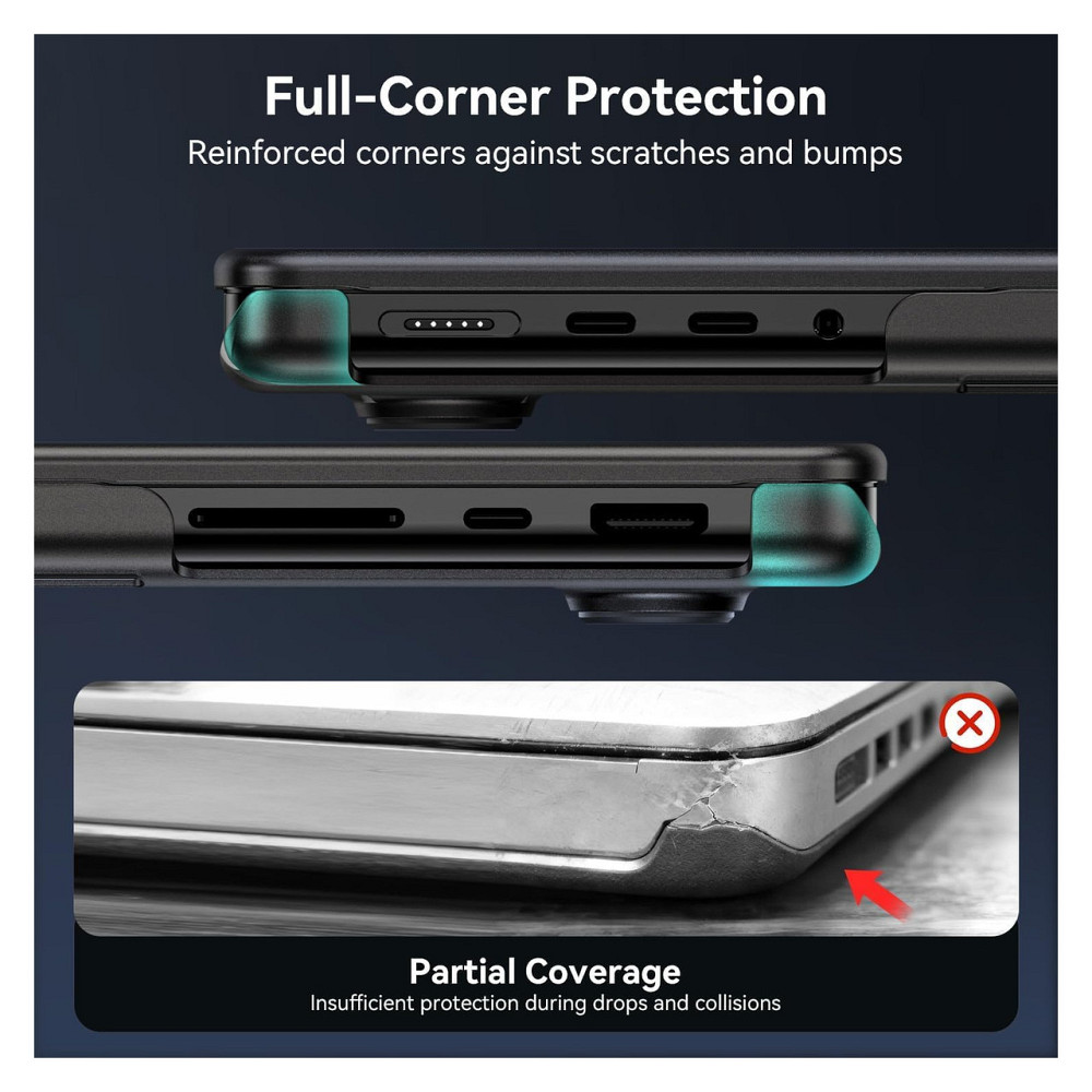 Чехол накладка для MacBook Pro 14 EooCoo M1 M2 M3 M4 M5 2021-2026 жесткий корпус матовый черный защита углов Киев - изображение 2