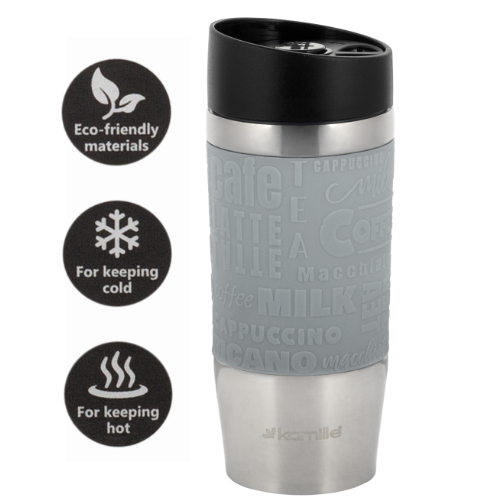 Термочашка 280мл з TPR вставкою нержавіюча сталь (ментол.,блакитний,ліловий,сірий) Kamille 2152 Житомир - фото 13