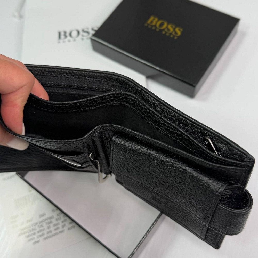 Брендовый зажим из натуральной кожи на застежке Boss (6603) Киев - изображение 8