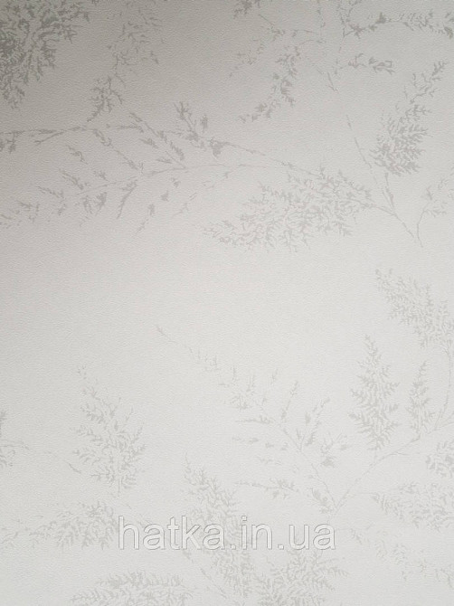 Шпалери флізелінові дитячі еко Lutece Tartine et Chocolat ніжні великі гілки листя світло сірі на білому Київ - фото 1