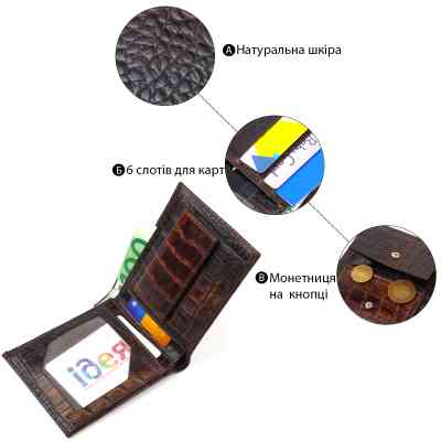 Гаманець Canpellini Без застібки з натуральної шкіри Коричневий (21759) Вінниця