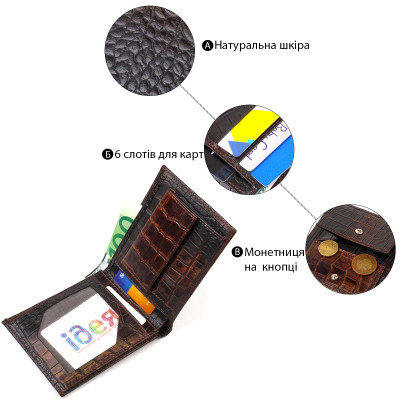 Кошелек Canpellini Без застежки из натуральной кожи Коричневый (21759) Винница - изображение 6