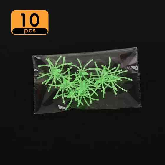 Павуки на Хелловін фосфорні 10 штук 50 на 48 мм салатовий Київ