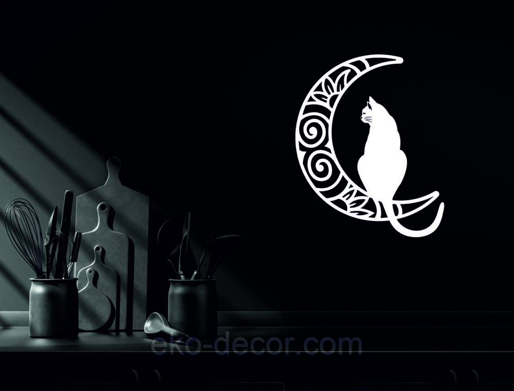 Декоративное настенное Панно «Кот на луне» Декор на стену 110*89 см, Белый Киев - изображение 9