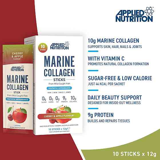 Морський колаген Applied Nutrition Marine Collagen Stick Pack 10 x 12 г, Cherry & Apple Луцьк