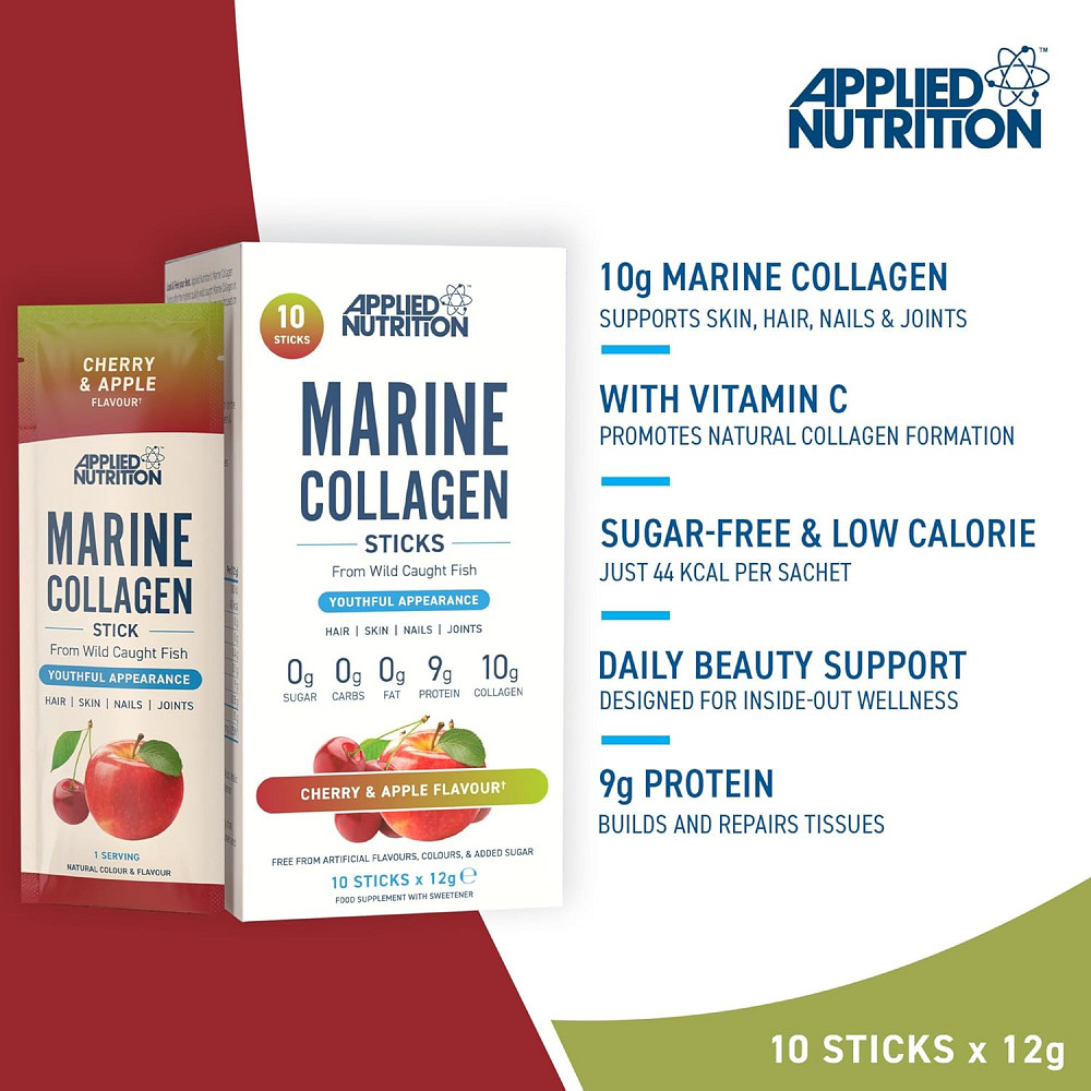 Морской коллаген Applied Nutrition Marine Collagen Stick Pack 10 x 12 г, Cherry & Apple Луцк - изображение 3