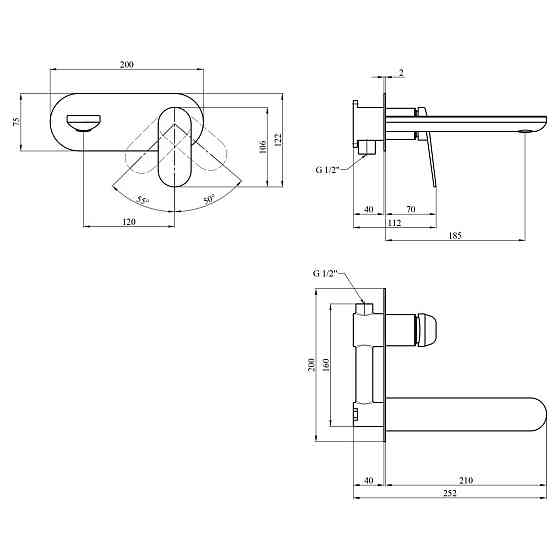 Смеситель скрытого монтажа для раковины Kroner Element 211133B-0101 Киев