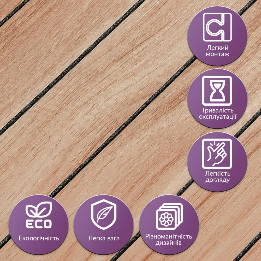 Вінілові самоклеючі 3D рейки Тік золотистий Київ - фото 5