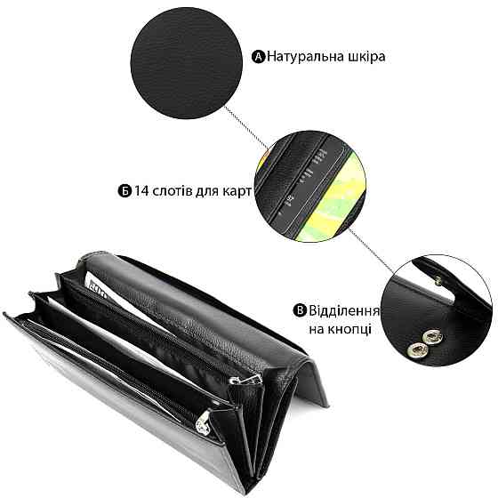 Універсальний жіночий гаманець ST Leather 19388 Чорний Київ