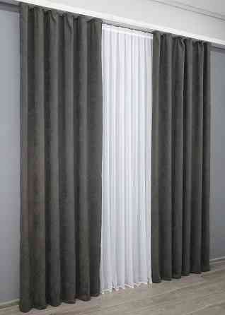 Комплект готовых штор VR-Textil Микровелюр SPARTA № 839ш Темно-серый 100х285 см 2 шт (31-332) Киев