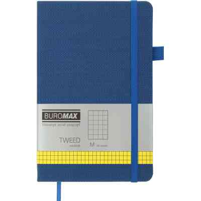 Книга записна Buromax Tweed 125x195 мм 96 аркушів в клітинку обкладинка зі штучної шкіри Синя (BM.291163-02) Вінниця