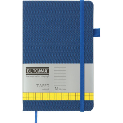 Книга записна Buromax Tweed 125x195 мм 96 аркушів в клітинку обкладинка зі штучної шкіри Синя (BM.291163-02) Вінниця - фото 1