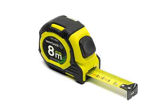 WERTVOLL Рулетка WERTVOLL 8 м×25 мм дві кнопки AUTOSTOP покриття TPR нейлонове покриття протико Київ