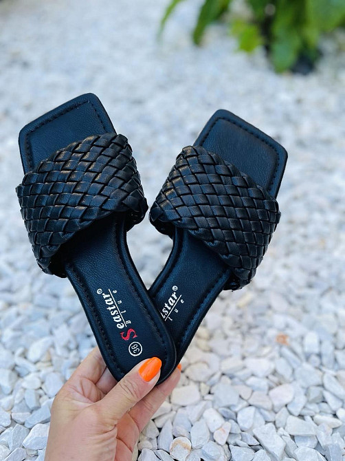 Seastar Модні шльопанці жіночі зі штучної шкіри чорні на низькому ходу SEASTAR T375P р. 36-41 Коломия - фото 3