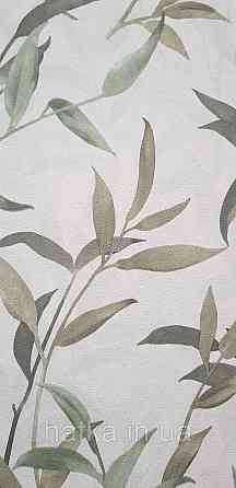 Обои виниловые на флизелине Sintra Adria метровые листья ветки зеленые на сером Киев