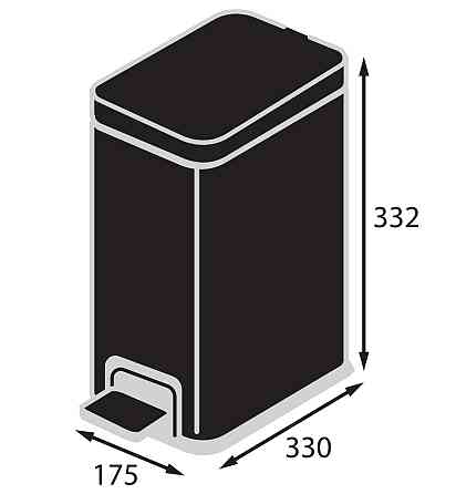 Відро для сміття з плавним закриттям прямокутне Koer TC-010108-05 8 л колір чорний (KR5593) Київ