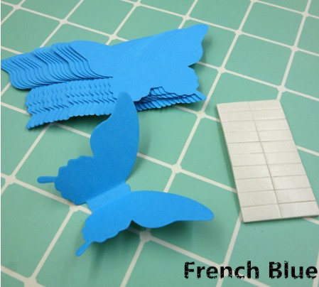 Декор стін блакитні метелики - у наборі 20 штук розміром 8*5см, картон, є 2-х сторонній скотч Київ - фото 1