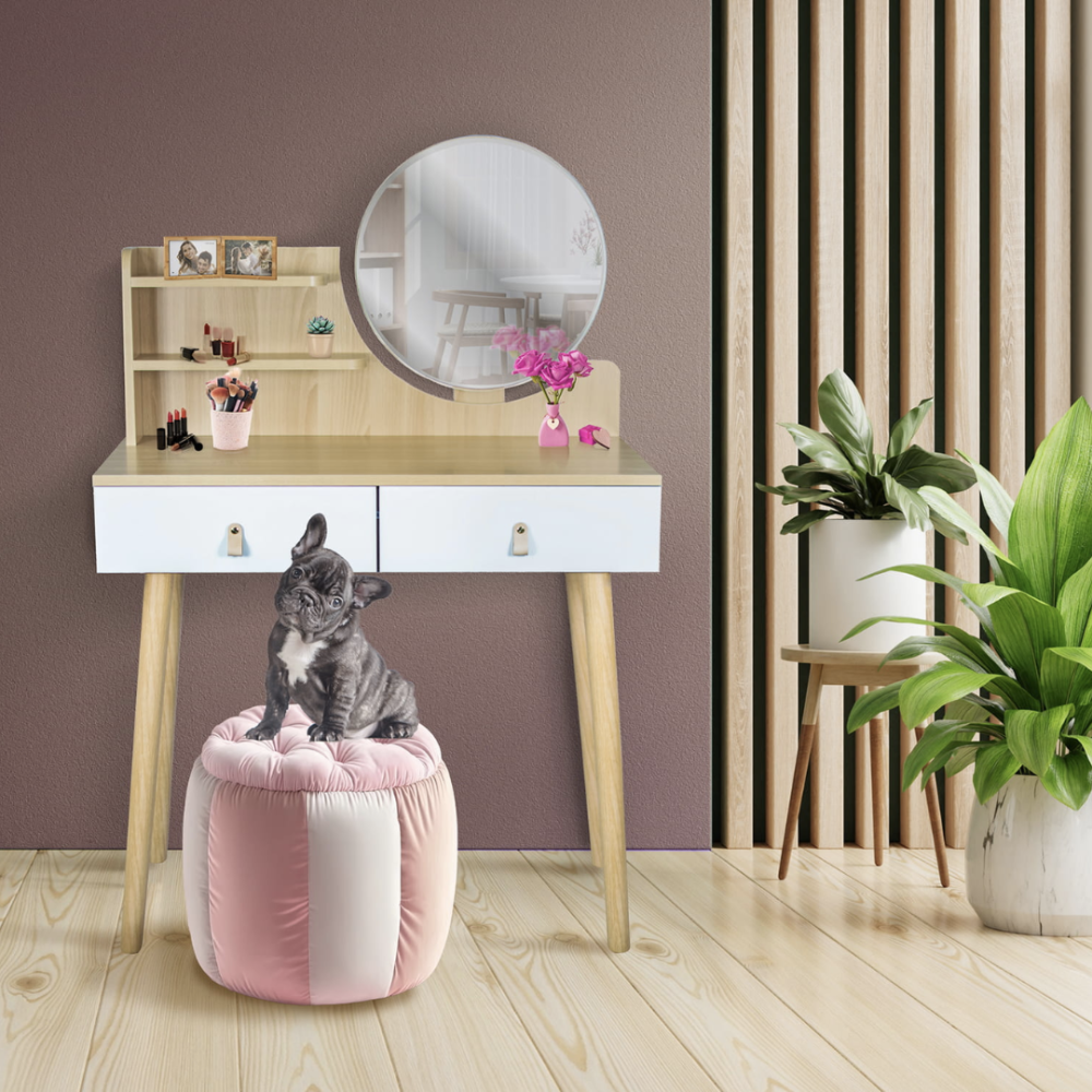 Туалетний столик Jumi Scandi з шухлядами, шкіряні ручки, світлий бук Київ - фото 5