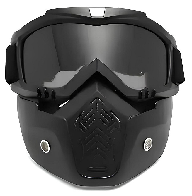 Мотоциклетна маска-окуляри RESTEQ затемнена — захисна маска-трансформер для мотоцикла, велосипеда, квадроцикла, лиж і сноуборду Київ - фото 1