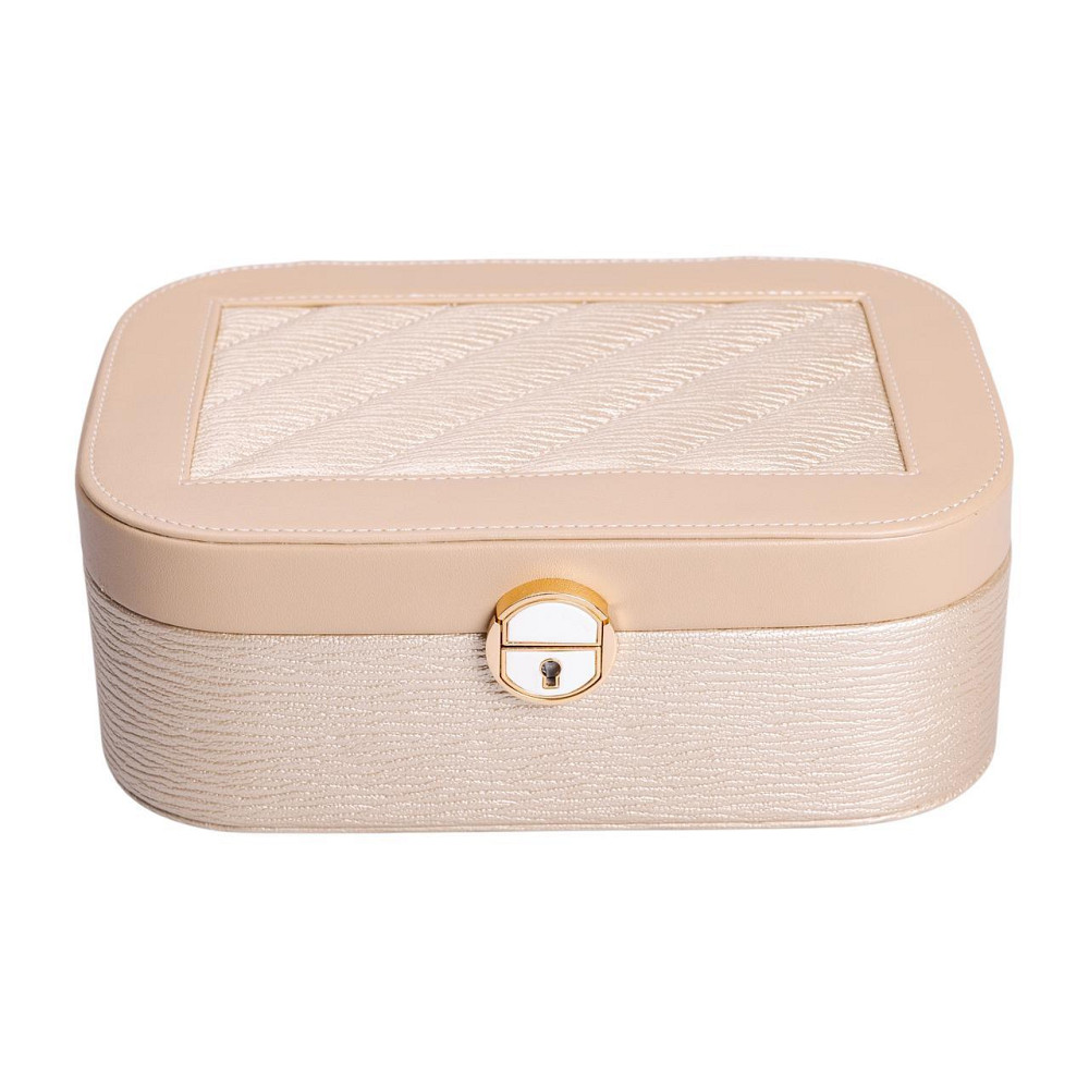 Скринька для прикрас з еко шкіри 2 яруси із замком органайзер для ювелірних виробів HP-5-1CR Київ - фото 2