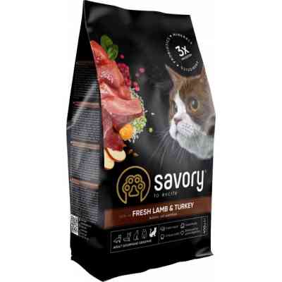 Сухий корм для кішок Savory Adult Cat Sensitive Digestion Fresh Lamb and Turkey 400 г (4820232630075) Вінниця