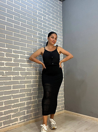 Костюм женский MINTAS 2456 ажурный прозрачная длинная юбка с майкой one size черный, черный, one size Киев - изображение 14