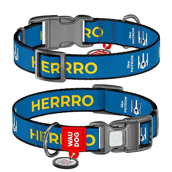 Нашийник для собак нейлоновий WAUDOG Nylon з QR паспортом, малюнок "Патрон", пластиковий фастек Коломия