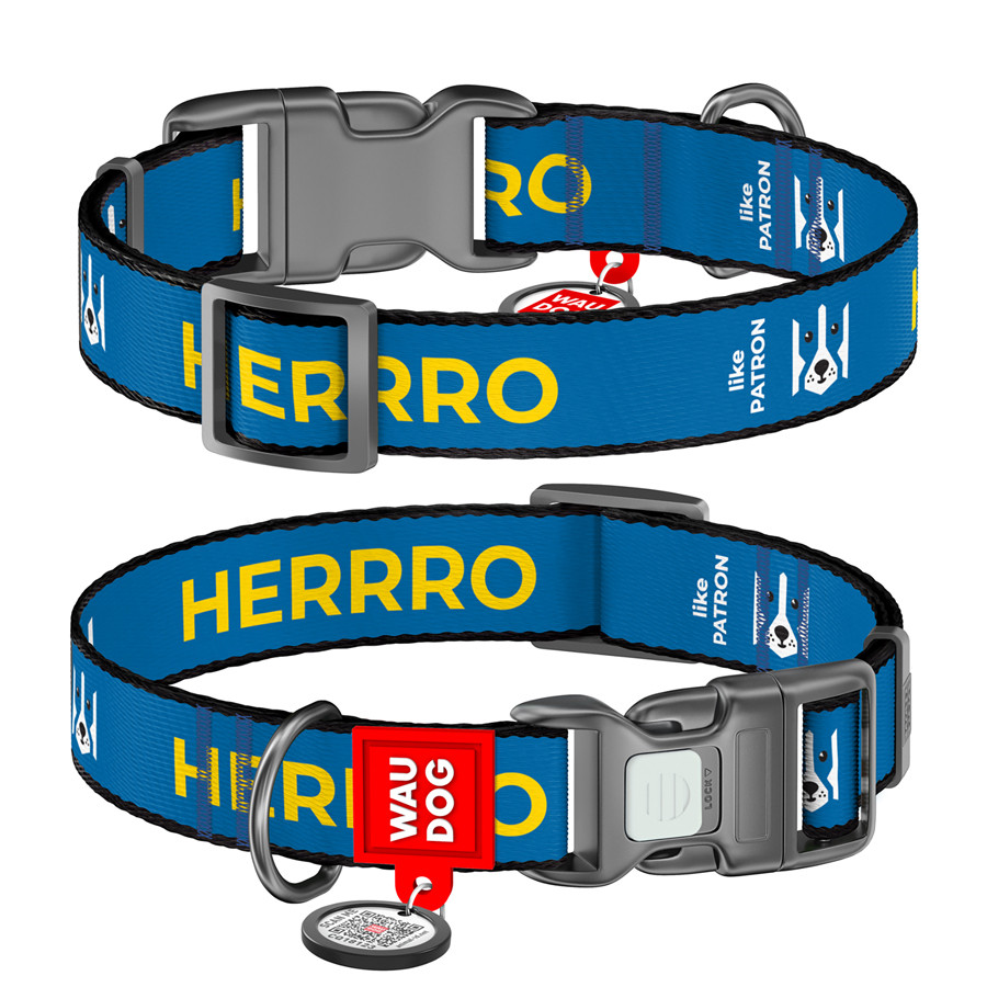 Нашийник для собак нейлоновий WAUDOG Nylon з QR паспортом, малюнок "Патрон", пластиковий фастек Коломыя - изображение 1