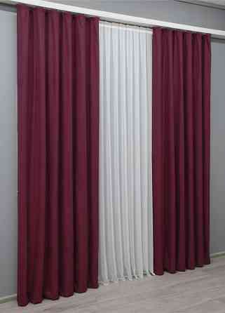 Комплект готових штор VR-Textil Нубук однотонний № 1518ш Бордовий 150х290 см 2 шт (33-0394) Київ