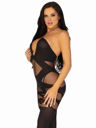 Бодістокінг Leg Avenue Illusion halter bodystocking One size Black, доступ Львів
