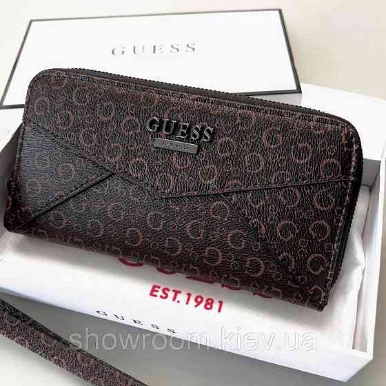 Жіночий гаманець на блискавці Guess (7595) коричневий Київ