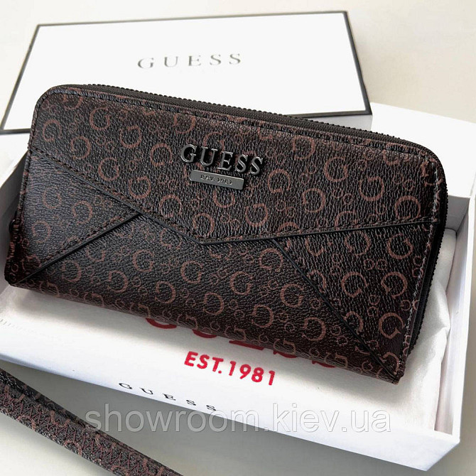 Жіночий гаманець на блискавці Guess (7595) коричневий Київ - фото 1