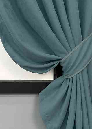 Комплект коротких штор VR-Textil Мікровелюр Petek № 1507ш Сіро-блакитний 130х170 см 2 шт (35-0405) Київ