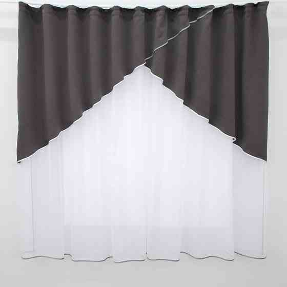 Кухонная гардина VR-Textil № 00к арка белый с темным какао 290х170 см (59-816) Киев