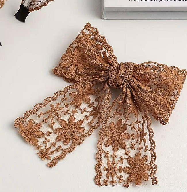 Кружевной бант для волос на заколке, декоративная заколка бантик кружевной для девочек и женщин Киев - изображение 1