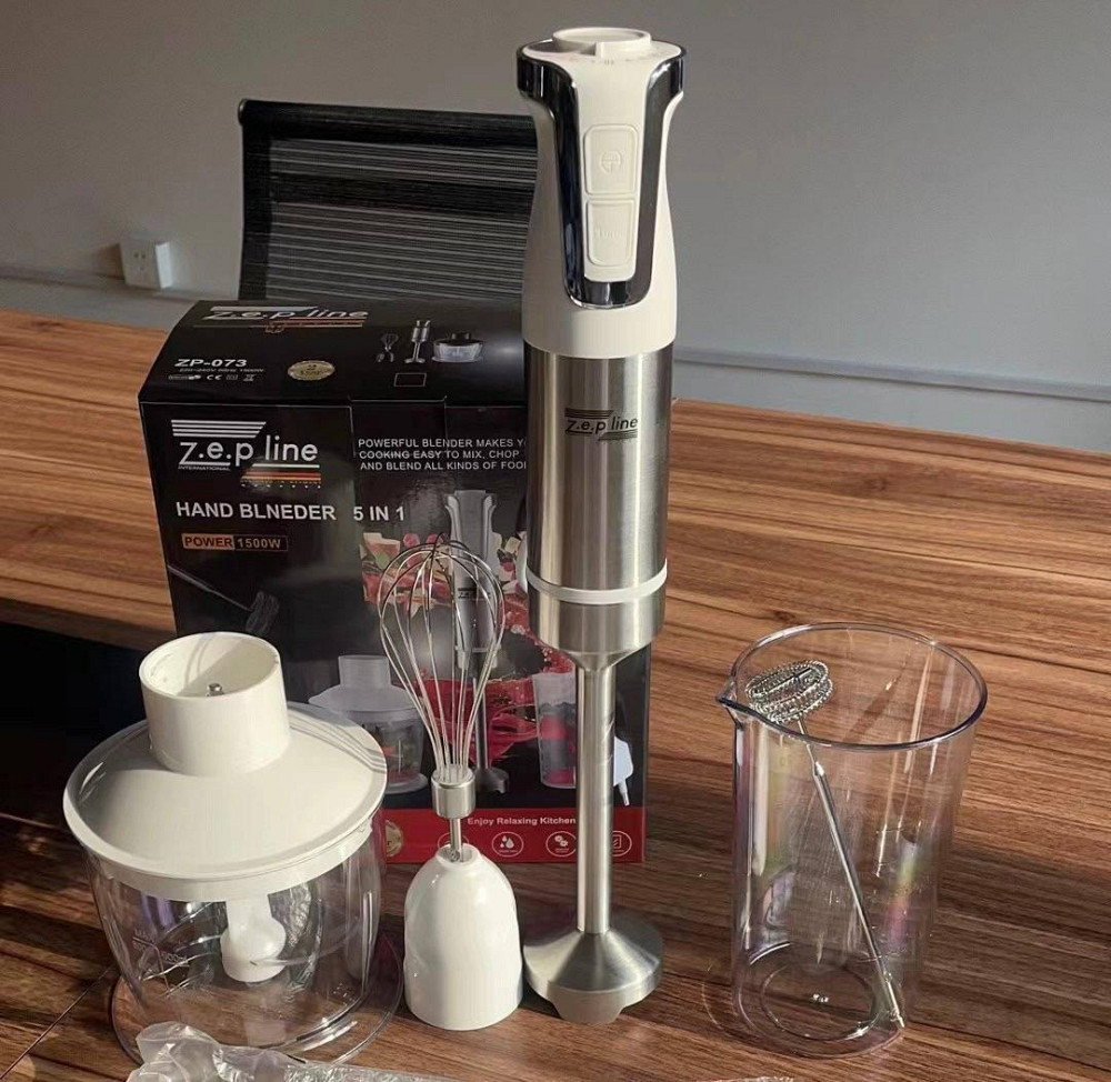 Занурювальний блендер Zepline ZP-073, 1500 Вт, 10 швидкостей, турбо, подрібнювач 600 мл, мірний стакан 700 мл, вінчик, білий Одеса - фото 4