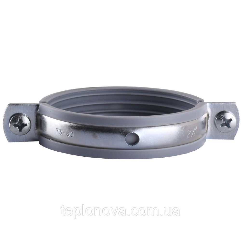 Хомут у зборі CR 2 1/2" (70-80 мм) з гвинтом-шурупом 8*100 і дюбелем у уп., сірий Чернівці - фото 4